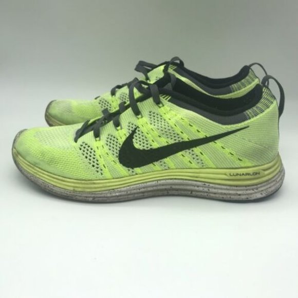 Nike Lunarlon Flyknit One Womens Size 8.5‎ Running Shoes Green Yellow Sneakers - Picture 1 of 10